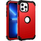For iPhone 13 Pro 3 in 1 Shockproof PC + Silicone Protective Case (Red + Black) - 1