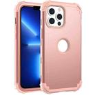 For iPhone 13 Pro 3 in 1 Shockproof PC + Silicone Protective Case (Rose Gold) - 1