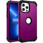 For iPhone 13 Pro 3 in 1 Shockproof PC + Silicone Protective Case (Dark Purple + Black) - 1