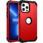 For iPhone 13 Pro Max 3 in 1 Shockproof PC + Silicone Protective Case (Red + Black) - 1