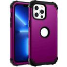 For iPhone 13 Pro Max 3 in 1 Shockproof PC + Silicone Protective Case (Dark Purple + Black) - 1