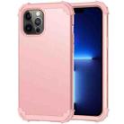 For iPhone 13 Pro Max 3 in 1 Shockproof PC + Silicone Protective Case For iPhone 12 Pro Max(Rose Gold) - 1