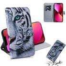 For iPhone 13 Coloured Drawing Horizontal Flip Leather Case, with Holder & Card Slots & Wallet(Tiger) - 1