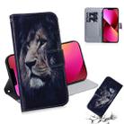 For iPhone 13 Coloured Drawing Horizontal Flip Leather Case, with Holder & Card Slots & Wallet(Lion) - 1