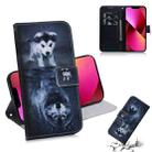 For iPhone 13 Coloured Drawing Horizontal Flip Leather Case, with Holder & Card Slots & Wallet(Wolf and Dog) - 1