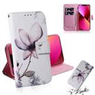For iPhone 13 Coloured Drawing Horizontal Flip Leather Case, with Holder & Card Slots & Wallet(Magnolia Flower) - 1