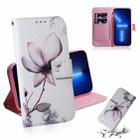 For iPhone 13 Pro Coloured Drawing Horizontal Flip Leather Case, with Holder & Card Slots & Wallet (Magnolia Flower) - 1