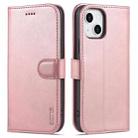 For iPhone 13 AZNS Skin Feel Calf Texture Horizontal Flip Leather Case with Card Slots & Holder & Wallet(Rose Gold) - 1