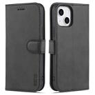 For iPhone 13 AZNS Skin Feel Calf Texture Horizontal Flip Leather Case with Card Slots & Holder & Wallet(Black) - 1