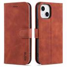 For iPhone 13 mini AZNS Skin Feel Calf Texture Horizontal Flip Leather Case with Card Slots & Holder & Wallet (Brown) - 1