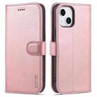 For iPhone 13 mini AZNS Skin Feel Calf Texture Horizontal Flip Leather Case with Card Slots & Holder & Wallet (Rose Gold) - 1