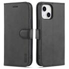 For iPhone 13 mini AZNS Skin Feel Calf Texture Horizontal Flip Leather Case with Card Slots & Holder & Wallet (Black) - 1