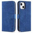 For iPhone 13 mini AZNS Skin Feel Calf Texture Horizontal Flip Leather Case with Card Slots & Holder & Wallet (Blue) - 1