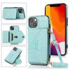 For iPhone 13 mini Multi-functional Cross-body Card Bag TPU+PU Back Cover Case with Holder & Card Slot & Wallet (Green) - 1