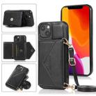 For iPhone 13 Multi-functional Cross-body Card Bag TPU+PU Back Cover Case with Holder & Card Slot & Wallet(Black) - 1