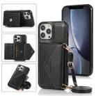 For iPhone 13 Pro Multi-functional Cross-body Card Bag TPU+PU Back Cover Case with Holder & Card Slot & Wallet (Black) - 1