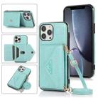 For iPhone 13 Pro Multi-functional Cross-body Card Bag TPU+PU Back Cover Case with Holder & Card Slot & Wallet (Green) - 1