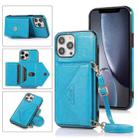 For iPhone 13 Pro Max Multi-functional Cross-body Card Bag TPU+PU Back Cover Case with Holder & Card Slot & Wallet (Blue) - 1