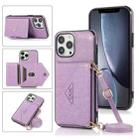 For iPhone 13 Pro Max Multi-functional Cross-body Card Bag TPU+PU Back Cover Case with Holder & Card Slot & Wallet (Purple) - 1