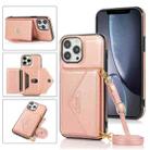 For iPhone 13 Pro Max Multi-functional Cross-body Card Bag TPU+PU Back Cover Case with Holder & Card Slot & Wallet (Rose Gold) - 1