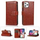 For iPhone 13 Multifunctional Crazy Horse Texture Horizontal Flip Leather Case with 9 Card Slot & Holder & Zipper Wallet & Lanyard(Brown) - 1