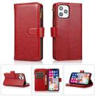 For iPhone 13 Pro Multifunctional Crazy Horse Texture Horizontal Flip Leather Case with 9 Card Slot & Holder & Zipper Wallet & Lanyard (Red) - 1
