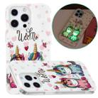 For iPhone 13 Pro Luminous TPU Soft Protective Case (Couple Unicorn) - 1