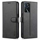 For OPPO A16 AZNS Skin Feel Calf Texture Horizontal Flip Leather Case with Card Slots & Holder & Wallet(Black) - 1