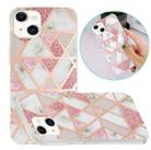 For iPhone 13 Electroplating TPU Protective Case(Pink White Rhombus) - 1