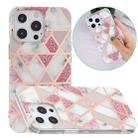 For iPhone 13 Pro Electroplating TPU Protective Case (Pink White Rhombus) - 1