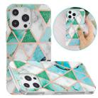 For iPhone 13 Pro Electroplating TPU Protective Case (Green White Rhombus) - 1