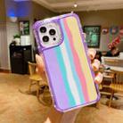 For iPhone 13 Rainbow TPU + PC Glass Shockproof Case(Rainbow Pattern Purple) - 1