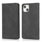 For iPhone 13 mini Strong Magnetic Crazy Horse Texture Horizontal Flip Leather Case with Holder & Card Slots & Wallet (Black) - 1