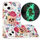 For iPhone 13 mini Luminous TPU Pattern Soft Protective Case (Red Flower Skull) - 1