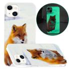 Luminous TPU Pattern Soft Protective Case For iPhone 13 mini(White Fox) - 1