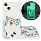 Luminous TPU Pattern Soft Protective Case For iPhone 13 mini(Happy Cat) - 1