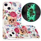 For iPhone 13 Luminous TPU Pattern Soft Protective Case(Red Flower Skull) - 1