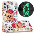 For iPhone 13 Pro Luminous TPU Pattern Soft Protective Case (Red Flower Skull) - 1