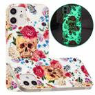 For iPhone 12 / 12 Pro Luminous TPU Pattern Soft Protective Case(Red Flower Skull) - 1