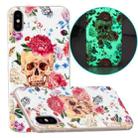 For iPhone X / XS Luminous TPU Pattern Soft Protective Case(Red Flower Skull) - 1