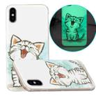 For iPhone X / XS Luminous TPU Pattern Soft Protective Case(Happy Cat) - 1