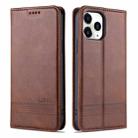 For iPhone 13 mini AZNS Magnetic Calf Texture Horizontal Flip Leather Case with Card Slots & Holder & Wallet (Dark Brown) - 1