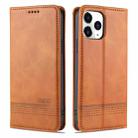 For iPhone 13 mini AZNS Magnetic Calf Texture Horizontal Flip Leather Case with Card Slots & Holder & Wallet (Light Brown) - 1
