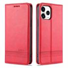 For iPhone 13 mini AZNS Magnetic Calf Texture Horizontal Flip Leather Case with Card Slots & Holder & Wallet (Red) - 1