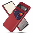 For Google Pixel 6 Pro Cloth Texture PC + PU Leather Back Cover Shockproof Case with Card Slot(Red) - 1