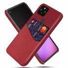 For Google Pixel 5 Cloth Texture PC + PU Leather Back Cover Shockproof Case with Card Slot(Red) - 1