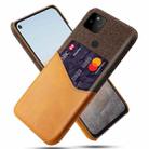 For Google Pixel 5a 5G Cloth Texture PC + PU Leather Back Cover Shockproof Case with Card Slot(Orange) - 1