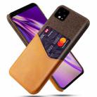 For Google Pixel 4 Cloth Texture PC + PU Leather Back Cover Shockproof Case with Card Slot(Orange) - 1