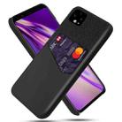 For Google Pixel 4 Cloth Texture PC + PU Leather Back Cover Shockproof Case with Card Slot(Black) - 1