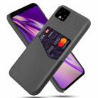For Google Pixel 4 Cloth Texture PC + PU Leather Back Cover Shockproof Case with Card Slot(Grey) - 1
